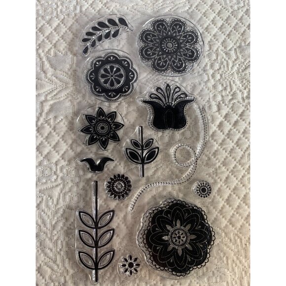 Floral-Themed Clear Cling Stamps Set DIY Crafting Scrapbooking - Picture 1 of 13